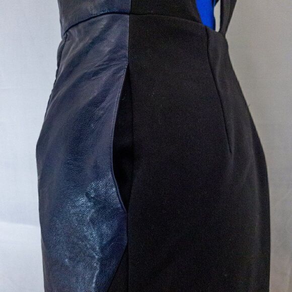 ABS Allen Schwartz Vegan Leather Dress w/ Back Cut - Picture 7 of 12